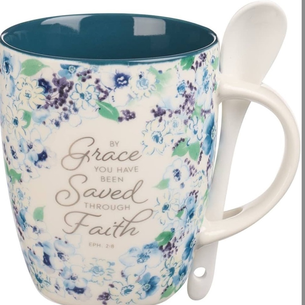 Floral Mug with Spoon- Beautiful Cup